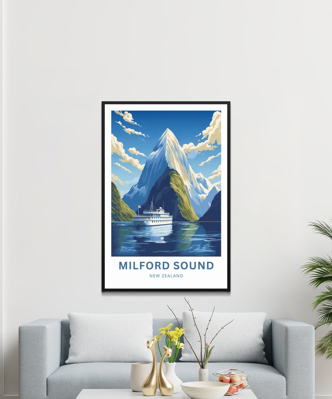 Milford Sound Travel Print Milford Sound Poster New Zealand Wall Art Framed Present Gift New Zealand Present - Image 3
