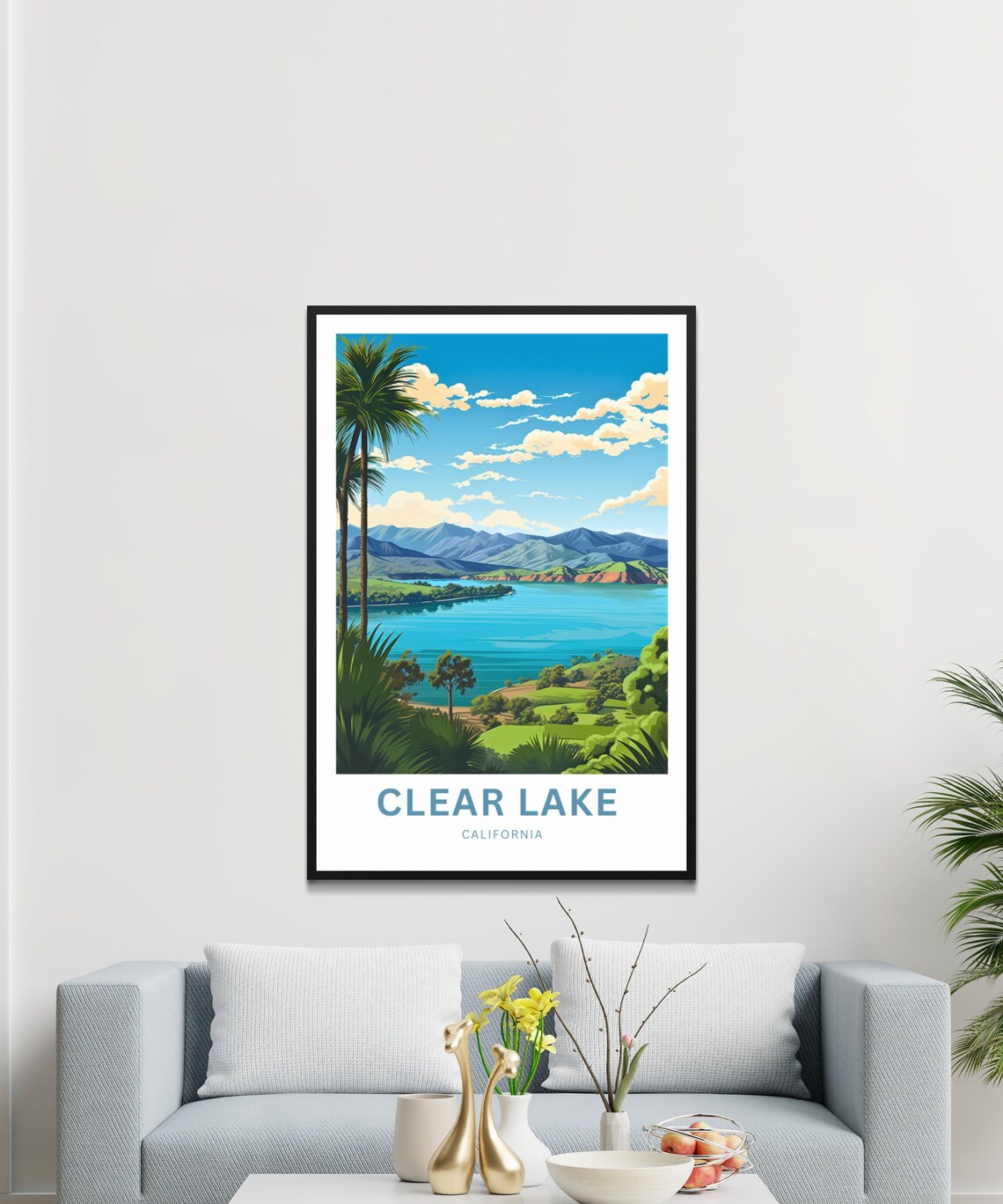 Clear Lake California Personalized Twin Palms Island View Lake Poster - Image 3