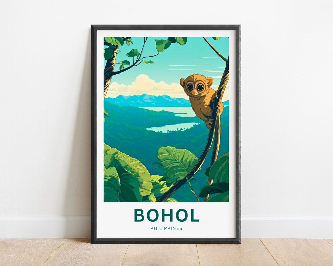 Bohol Philippines Tarsier Primate Jungle Wildlife Travel Poster