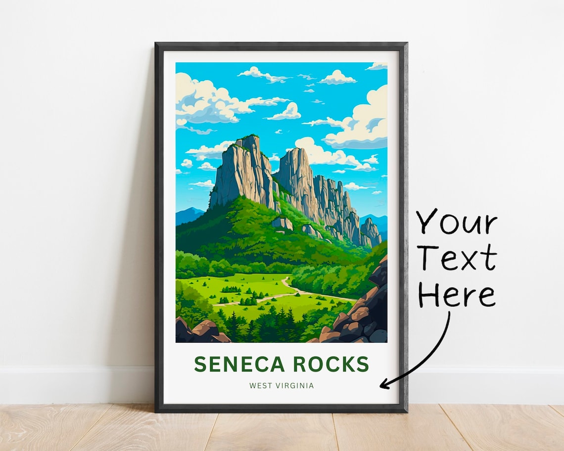 Personalized Seneca Rocks Travel Poster, Virginia