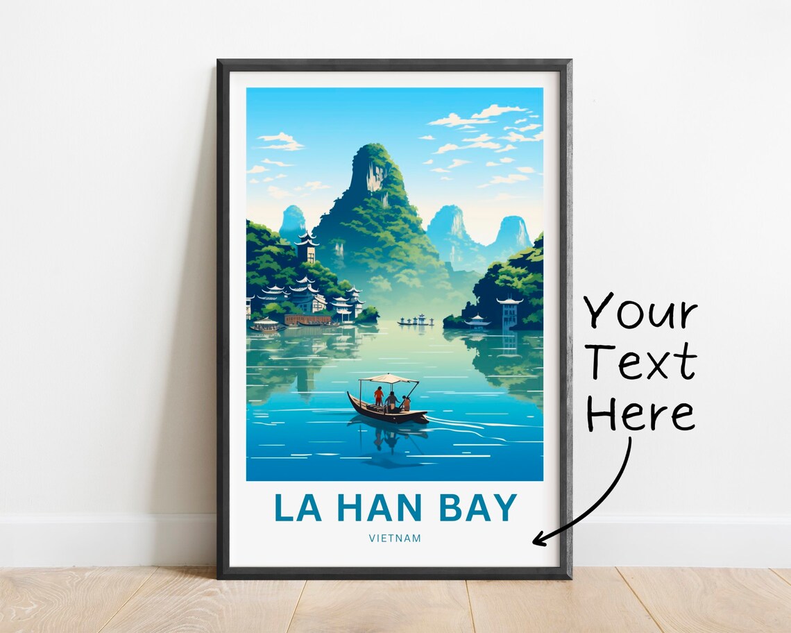 La Han Bay Vietnam Limestone Karst Boat Custom Travel Poster