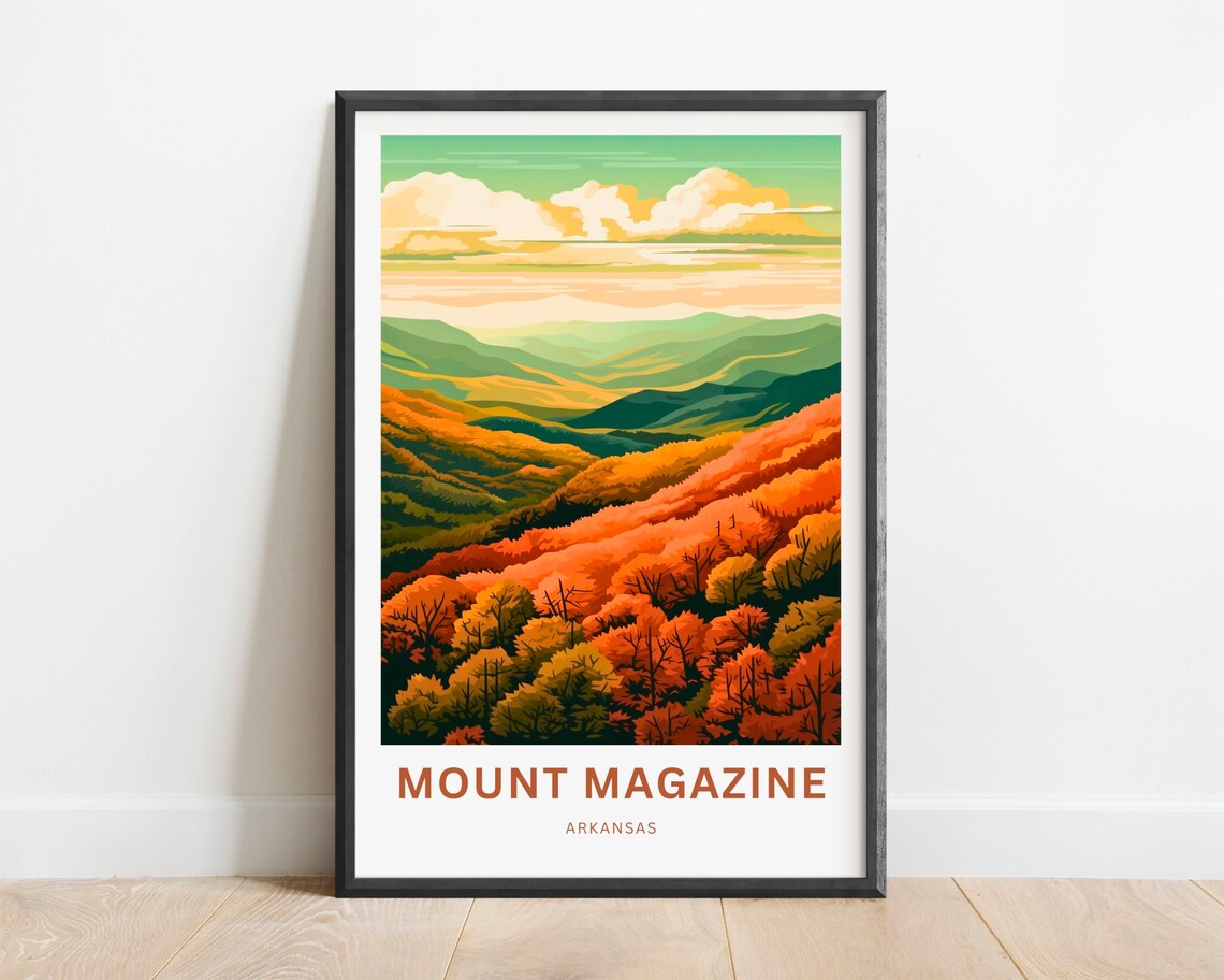 Mount Magazine Arkansas Colorful Autumn Hills Vista Travel Poster