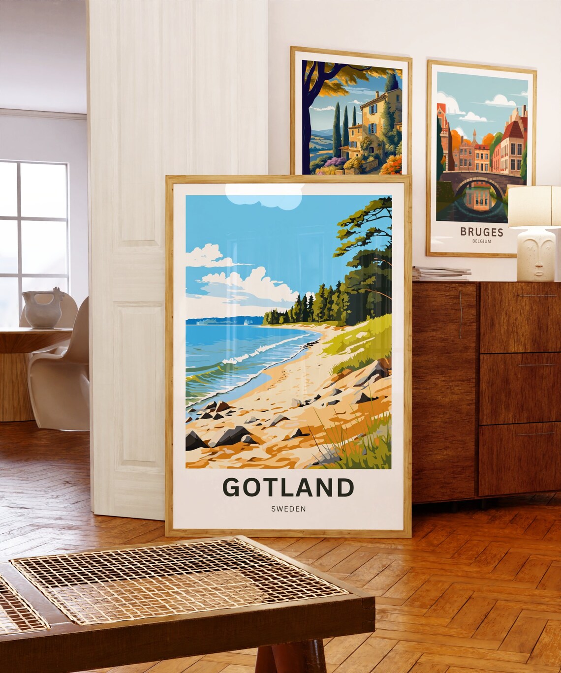 Gotland Sweden Rocky Shoreline Forest Beach Scenic Travel Poster - Image 5