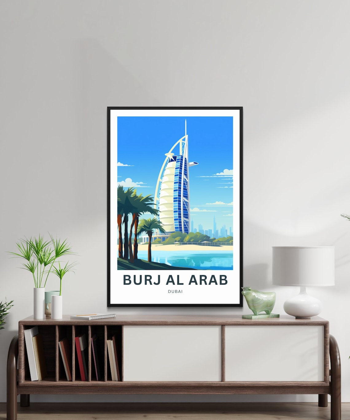 Burj Al Arab Dubai Sail Hotel Beach Palms Vintage Travel Poster - Image 2