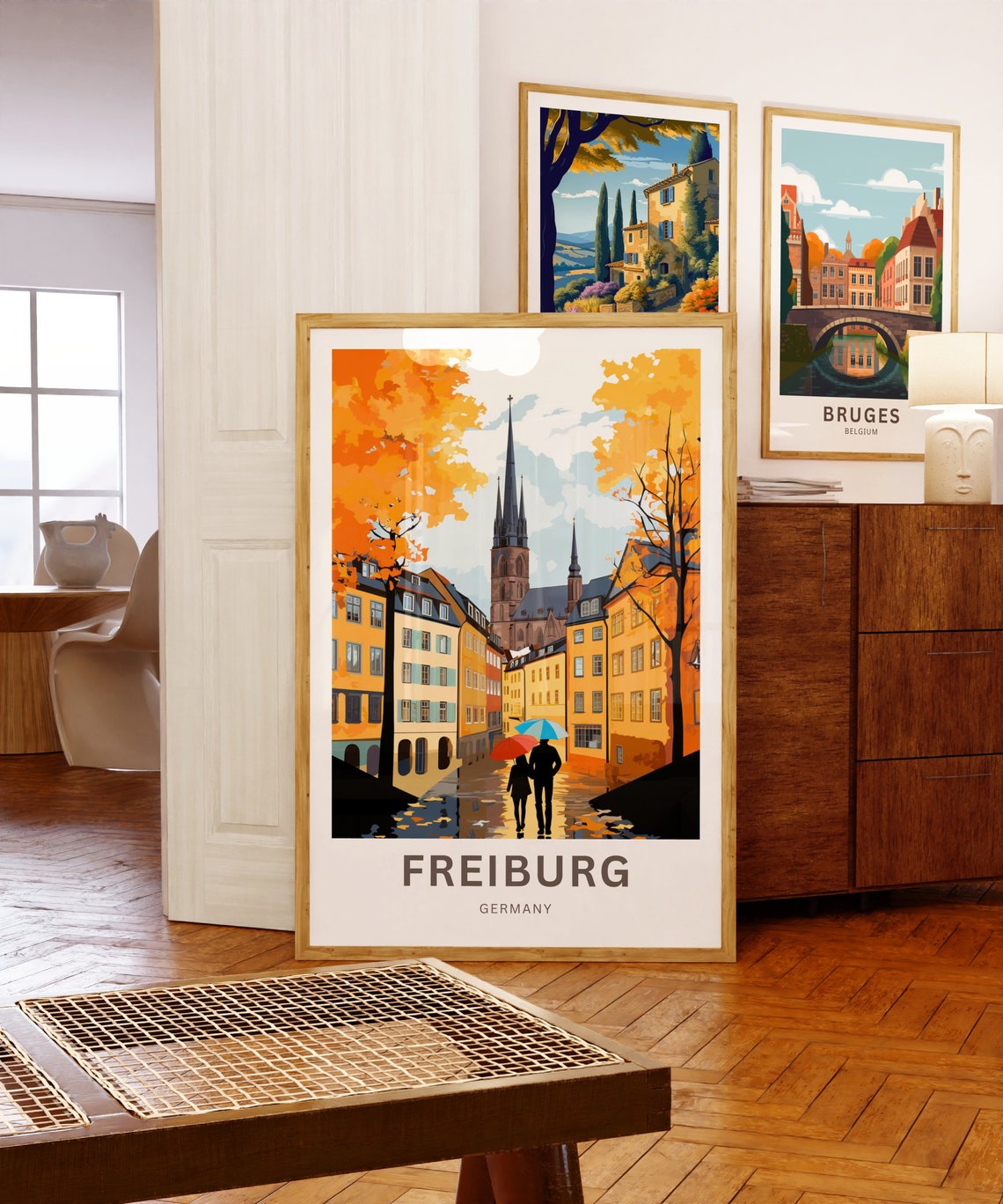 Personalized Freiburg Germany Old Town Vintage Travel Poster Gift - Image 5