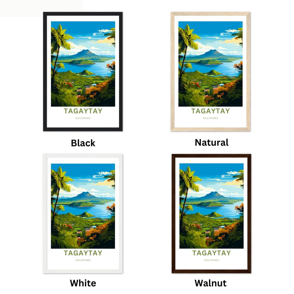 Tagaytay Philippines Taal Volcano Palms Lake Island Scenic Poster - Image 2