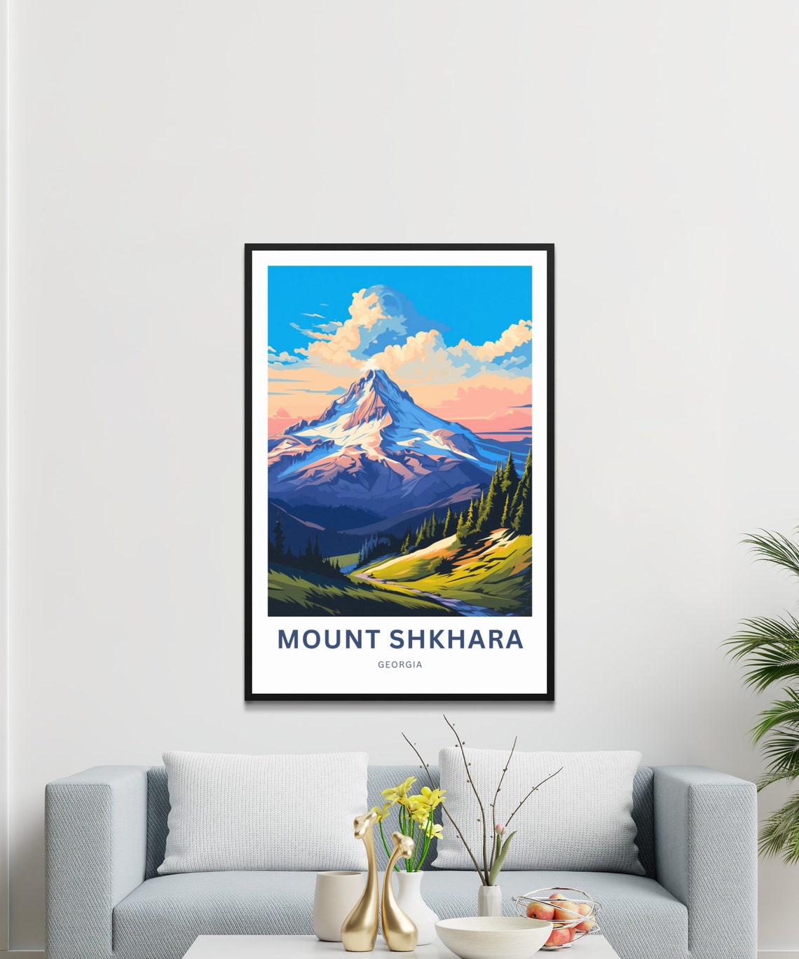 Mount Shkhara Pink Sunrise Glacier Personalized Georgia Poster - Image 3
