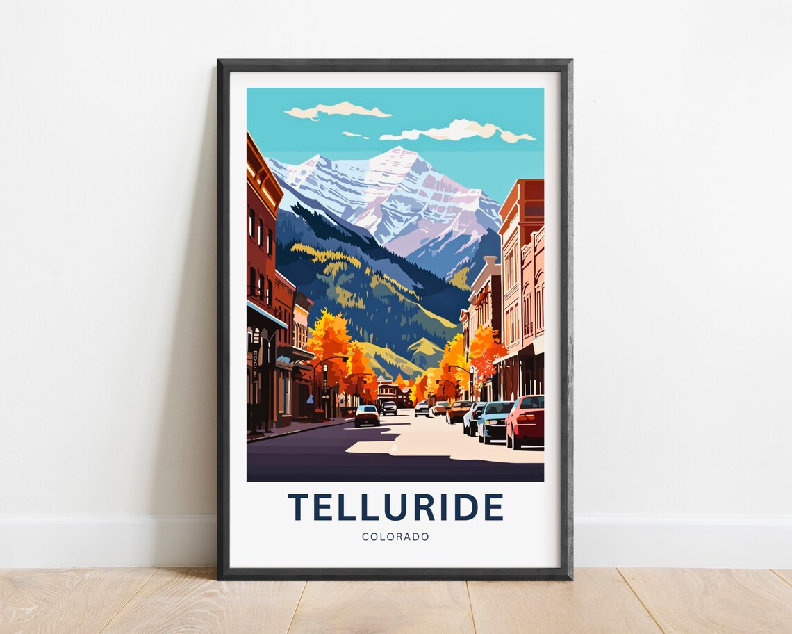 Telluride Colorado Main Street Autumn Aspen Peaks Travel Poster