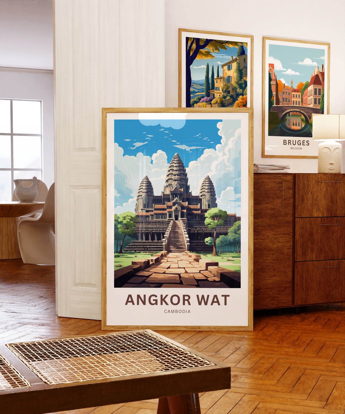 Personalized Angkor Wat Cambodia Travel Poster Stone Causeway View Art - Image 5