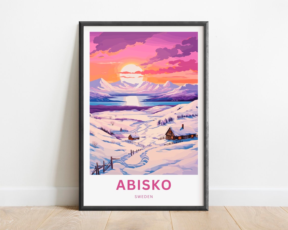 Abisko Sweden Pink Sunset Over Arctic Snowfields Winter Poster