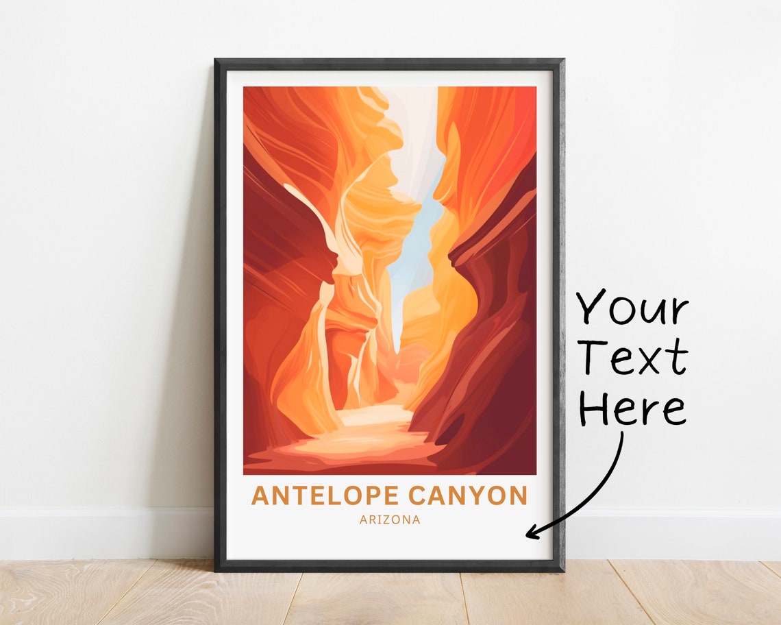 Personalized Antelope Canyon Travel Print Antelope Canyon Poster Arizona Wall Art Framed Present Gift Arizona Present