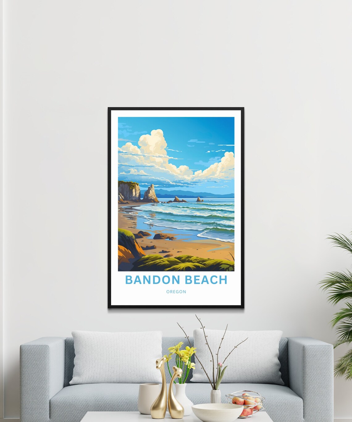 Bandon Beach Oregon Sea Stacks Vintage Coastal Travel Poster - Image 3