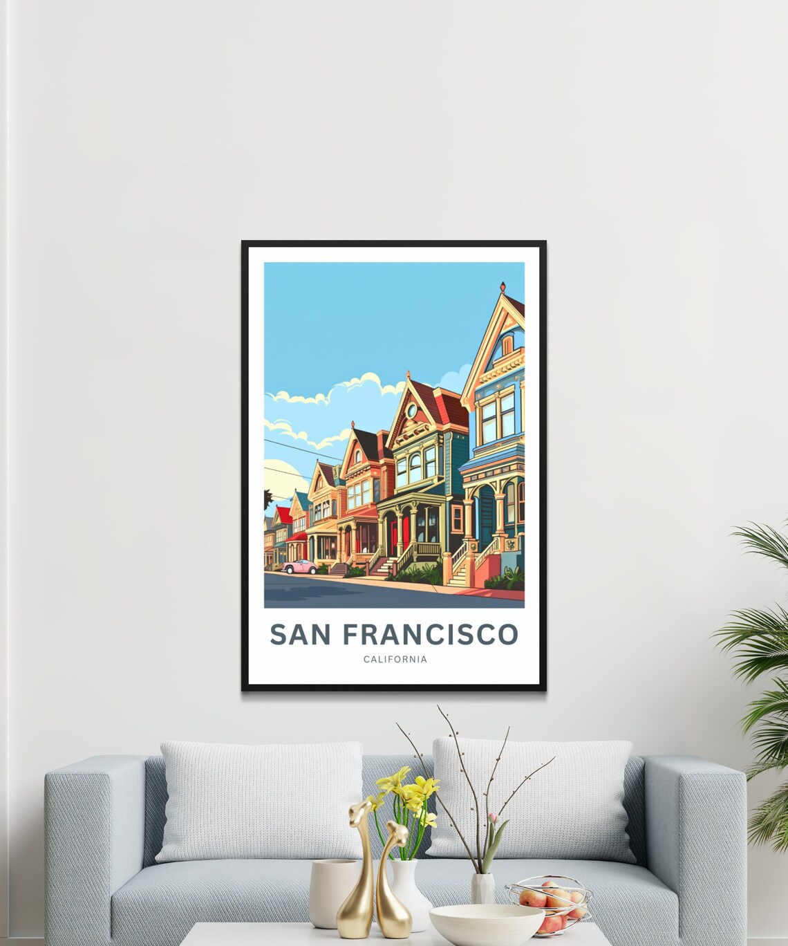 Personalized San Francisco Victorian Row Custom Vintage Travel Poster - Image 3