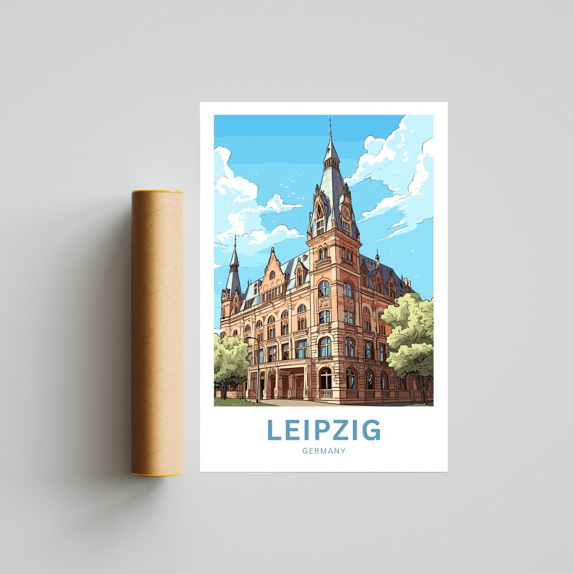 Leipzig Germany Historic Brick Building City Skyline Travel Poster - Image 4