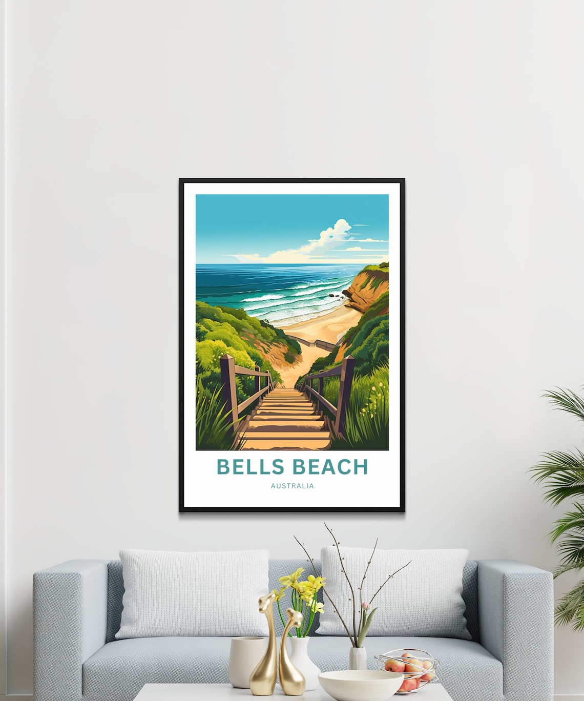 Bells Beach Australia Stairs To Sandy Cove Surf Coast Travel Poster - Image 3