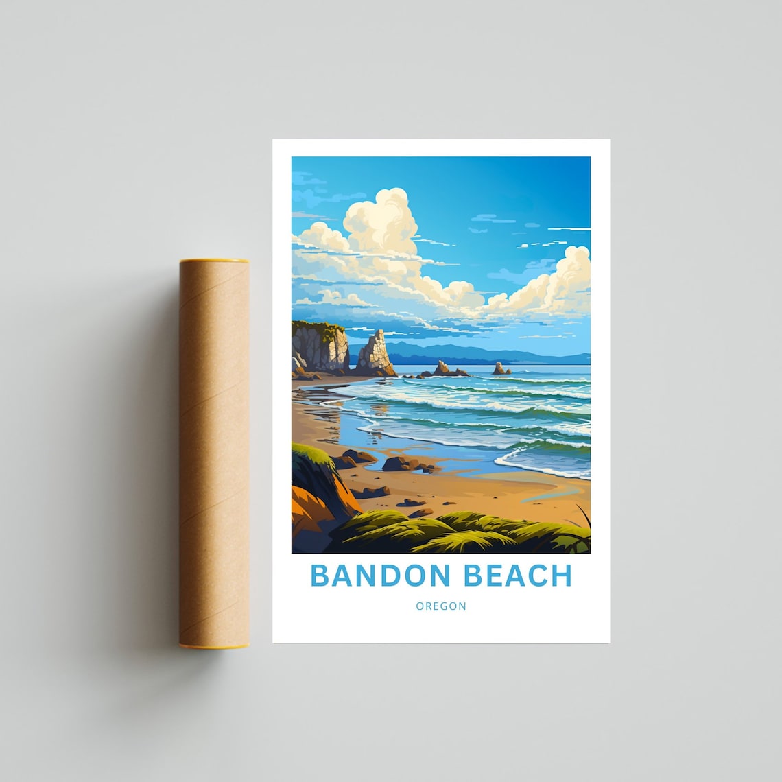 Bandon Beach Oregon Sea Stacks Vintage Coastal Travel Poster - Image 4