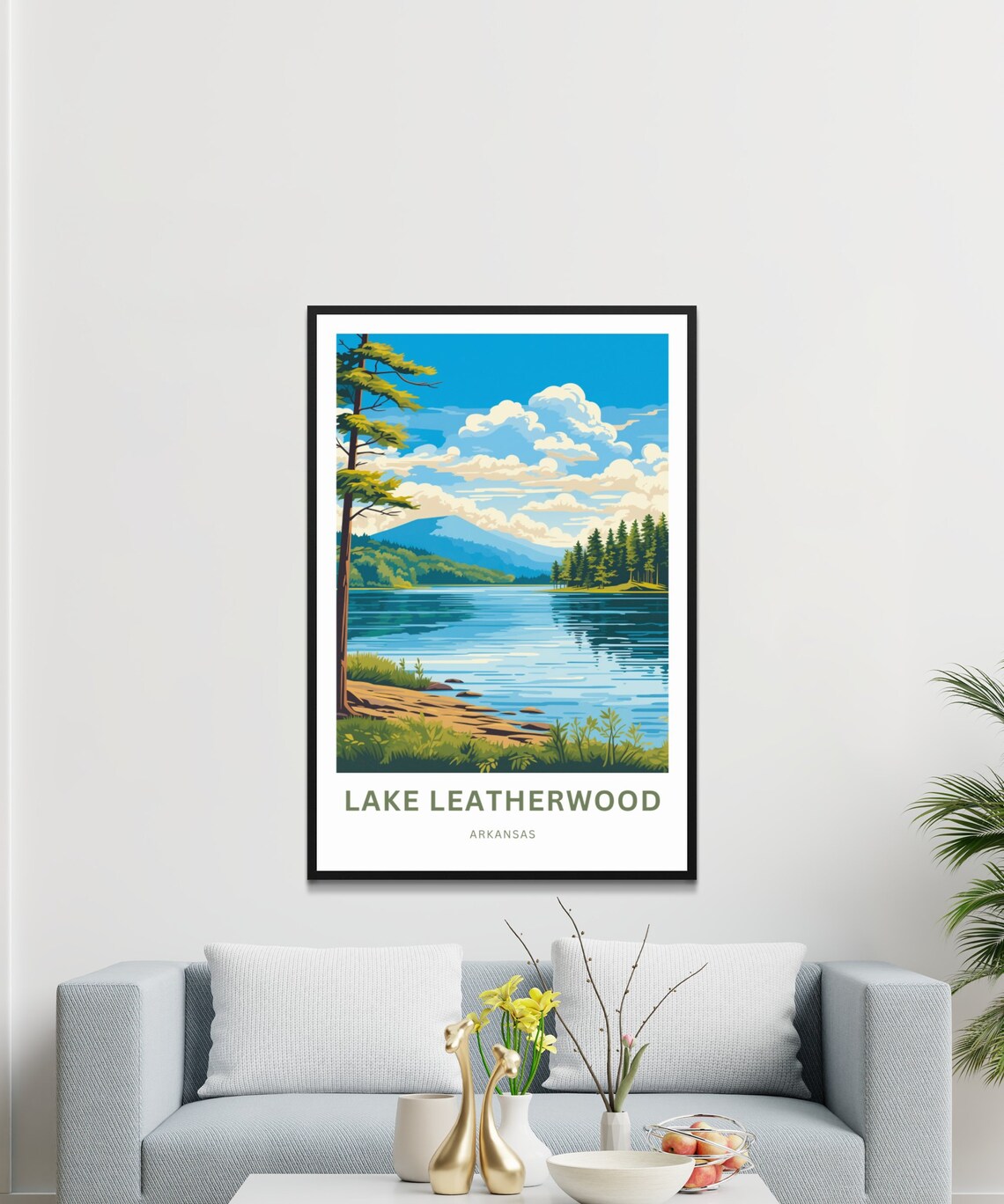Lake Leatherwood Arkansas Lakeshore Pines Mountain Travel Poster - Image 3
