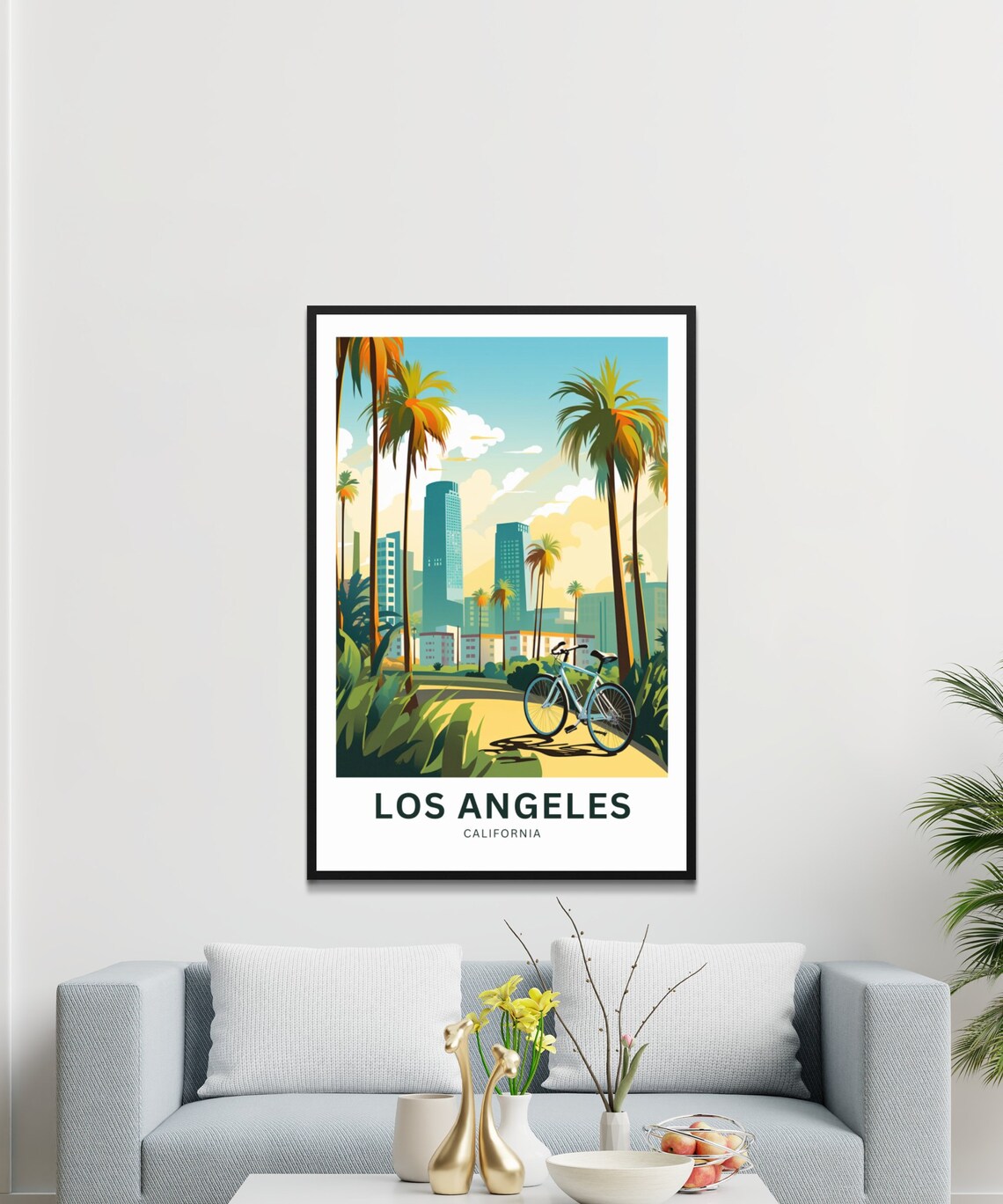Personalized Los Angeles California Palm Street Bicycle Poster - Image 3