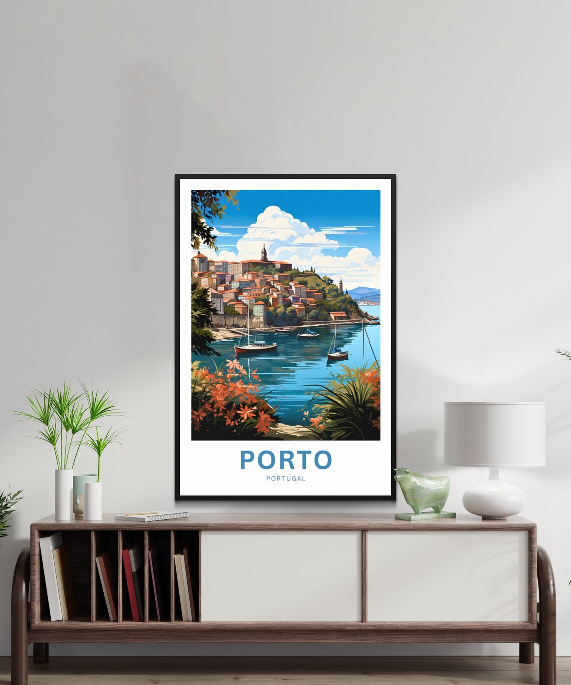Personalized Porto Portugal Harbor Sailboats Flower View Poster - Image 2