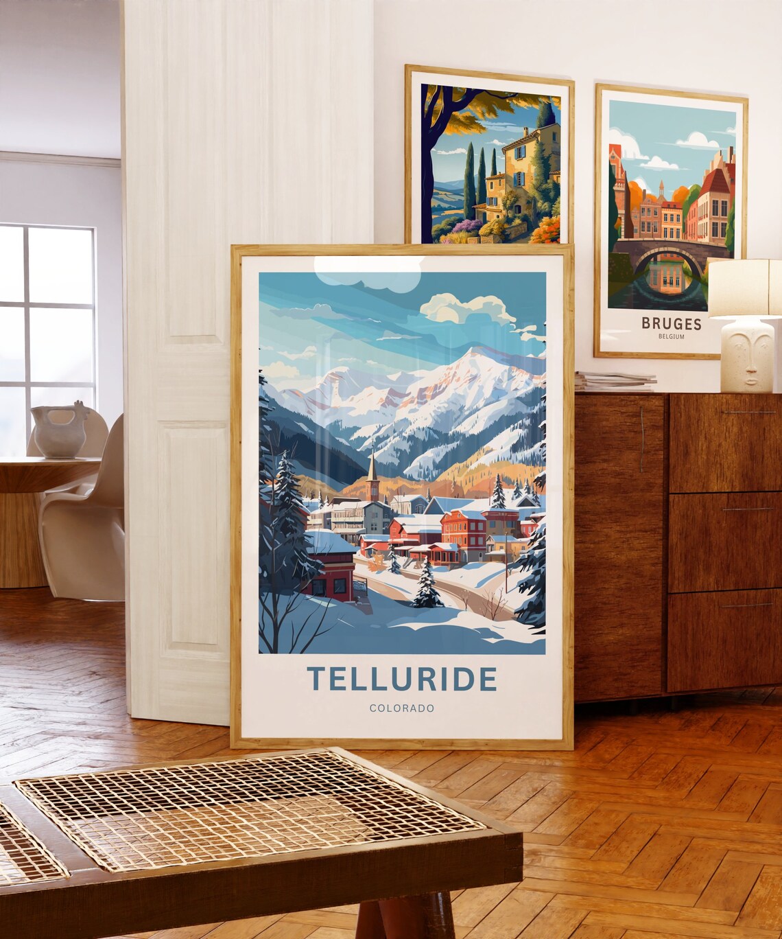 Telluride Colorado Panoramic Winter Village Personalized Poster - Image 5