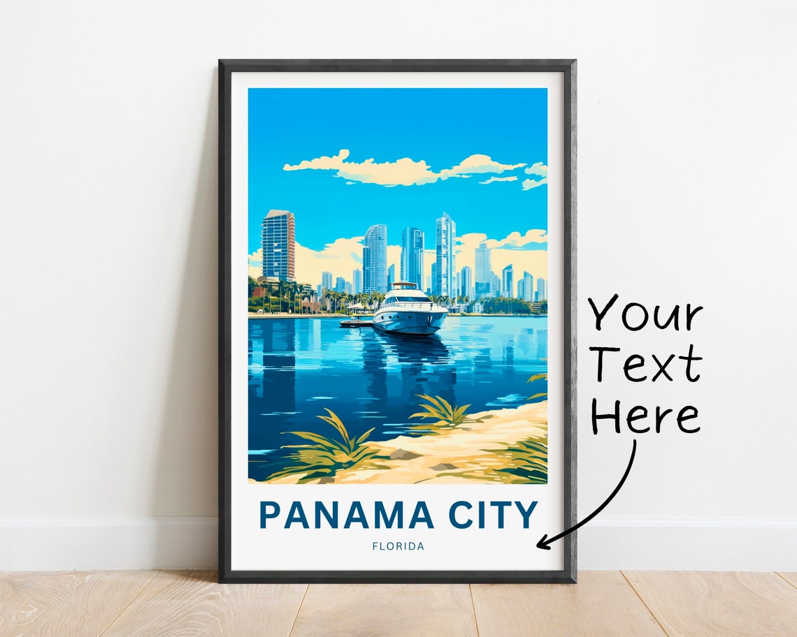 Personalized Panama City Florida Marina Custom Text Travel Poster