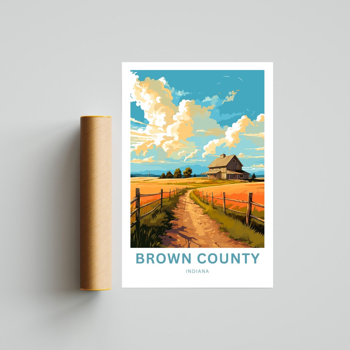 Brown County Indiana Personalized Farm Barn Country Road Travel Poster - Image 4