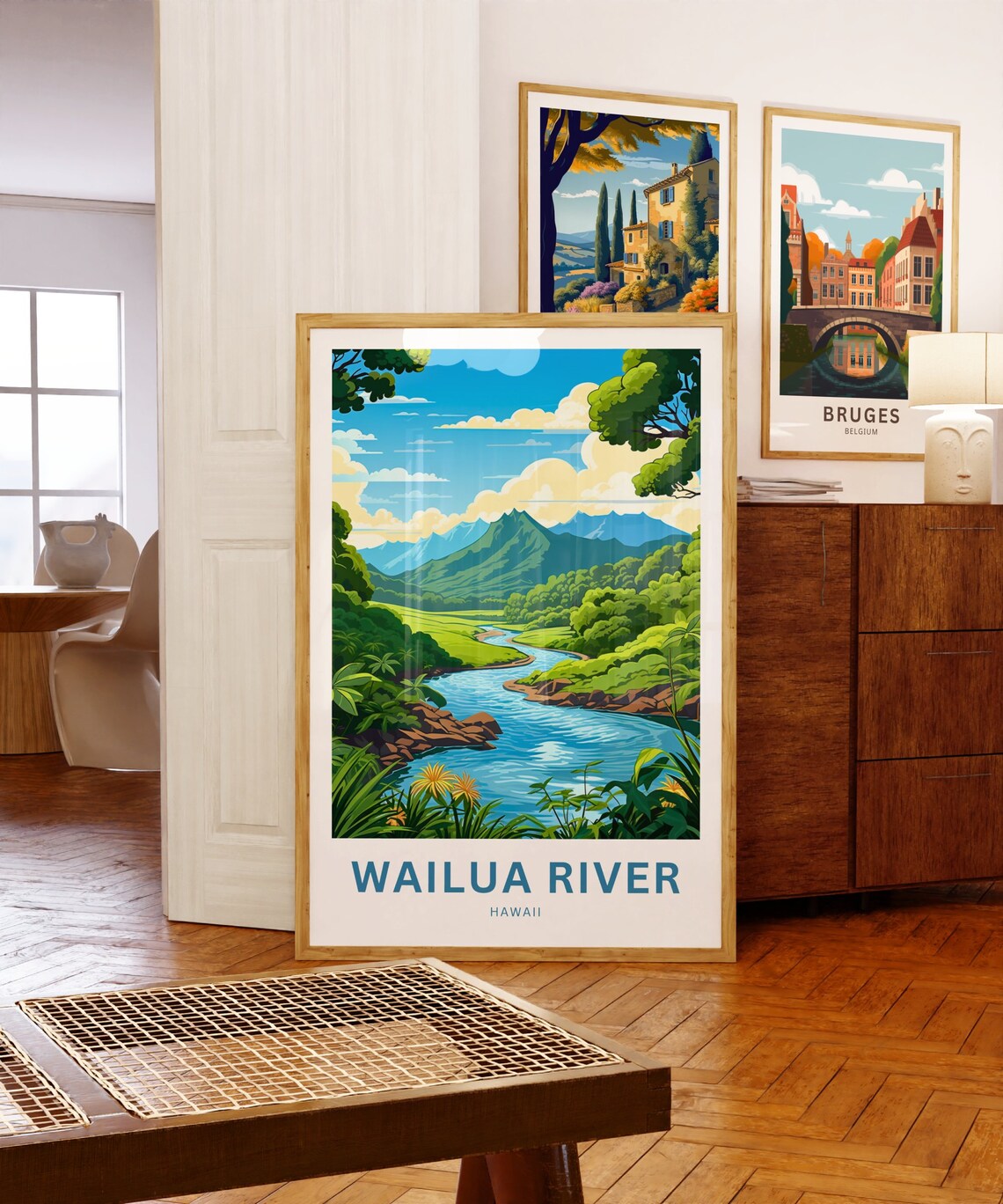 Wailua River Hawaii Winding Bright Green Valley River Poster - Image 5