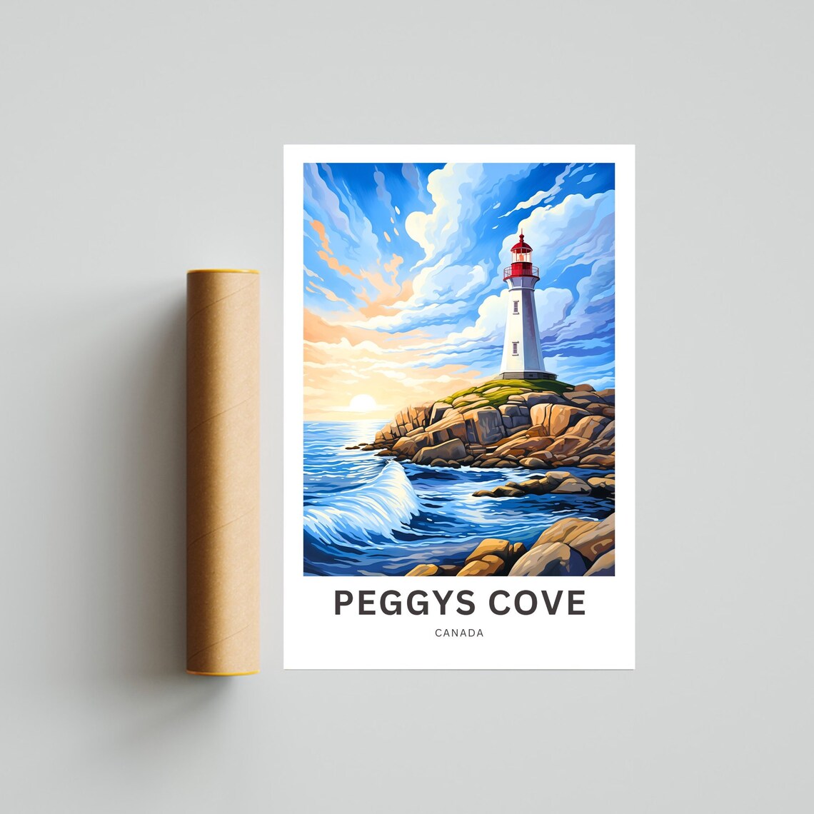 Peggys Cove Canada Sunset Lighthouse Ocean Personalized Travel Poster - Image 4