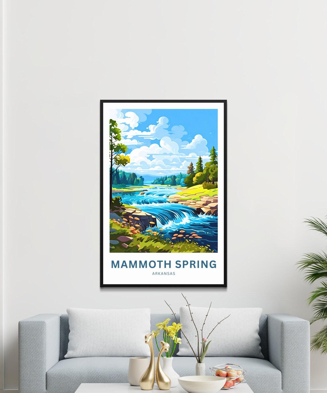 Mammoth Spring Arkansas Waterfall River Custom Travel Poster - Image 3