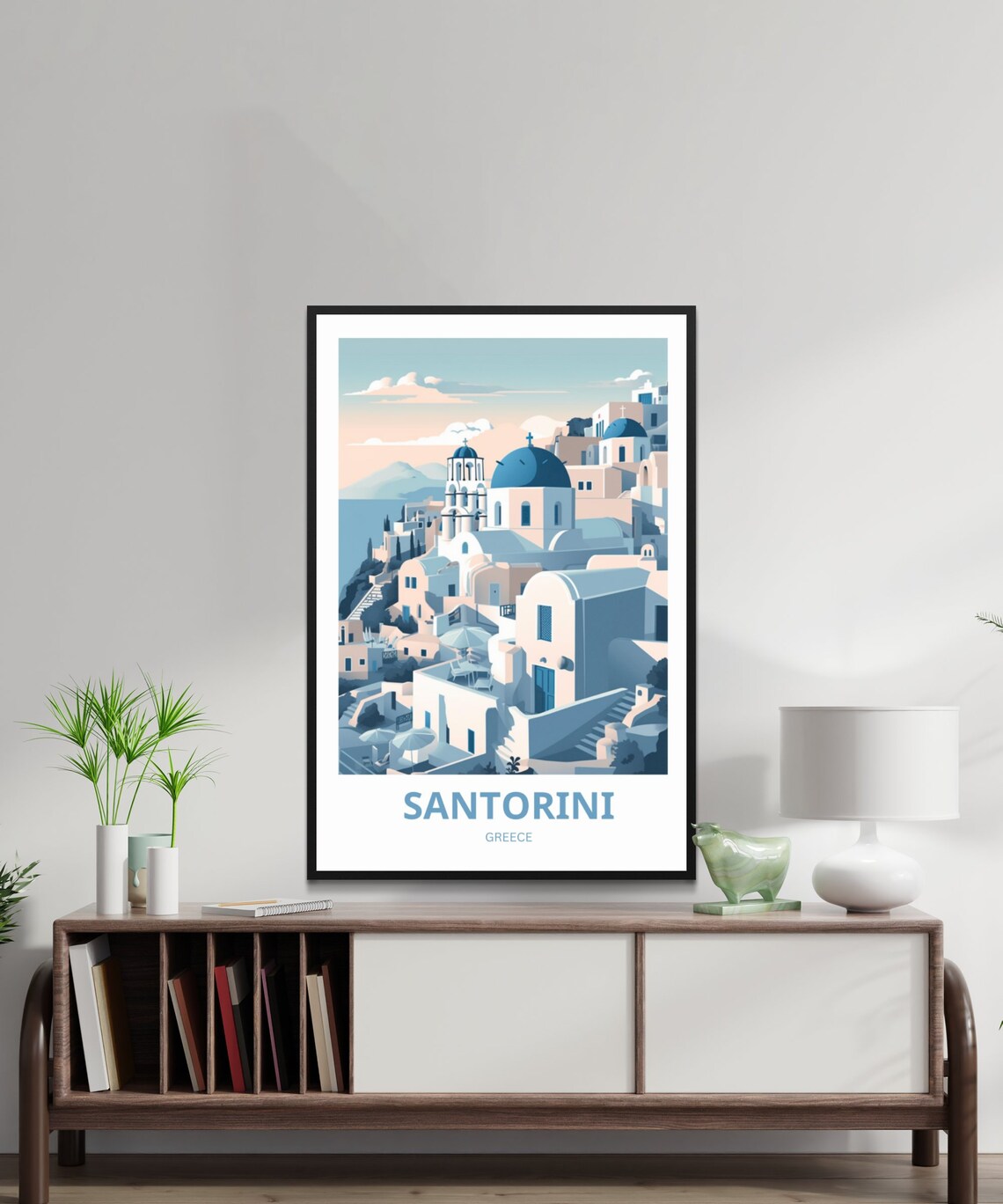 Santorini Greece Blue Domes White Village Aegean Sea Travel Poster - Image 4