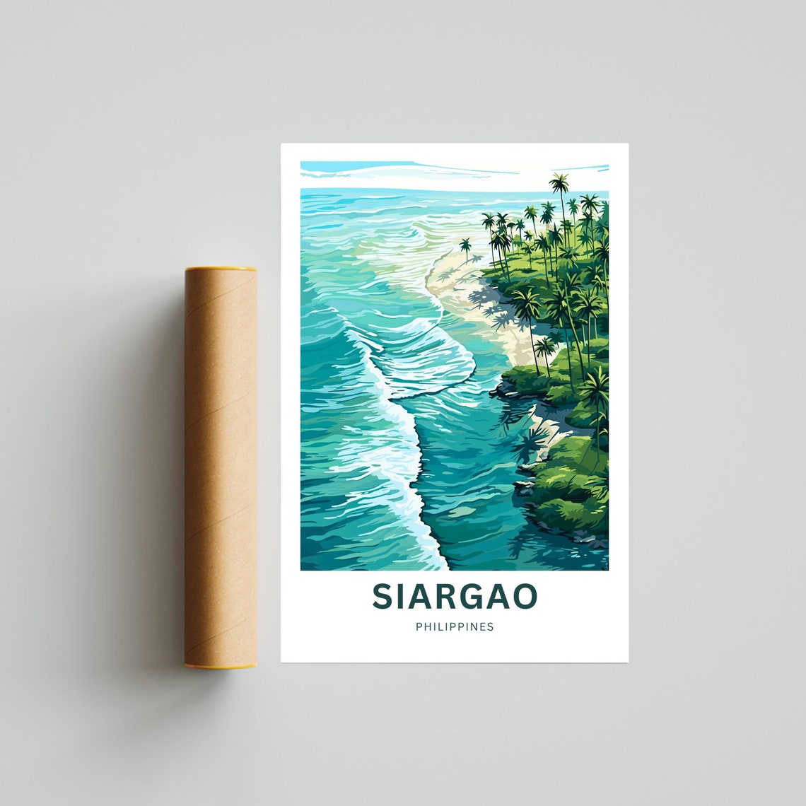 Siargao Philippines Breaking Wave Aerial Coastline Palm Shore Poster - Image 4