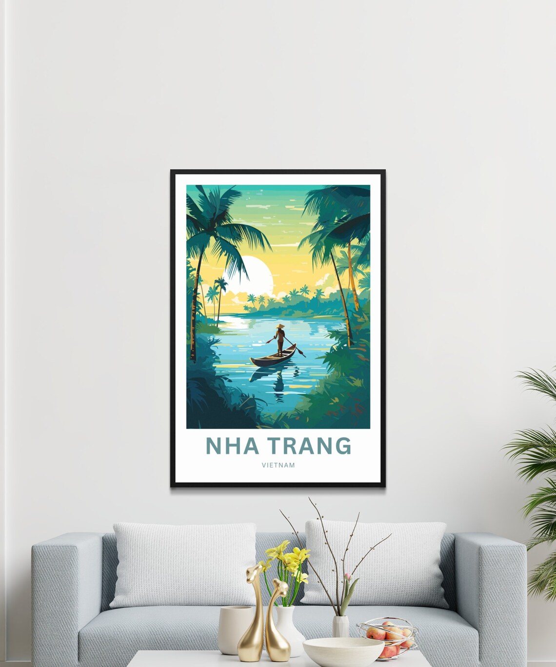 Nha Trang Vietnam Fisherman Canoe Sunset Personalized Poster - Image 3