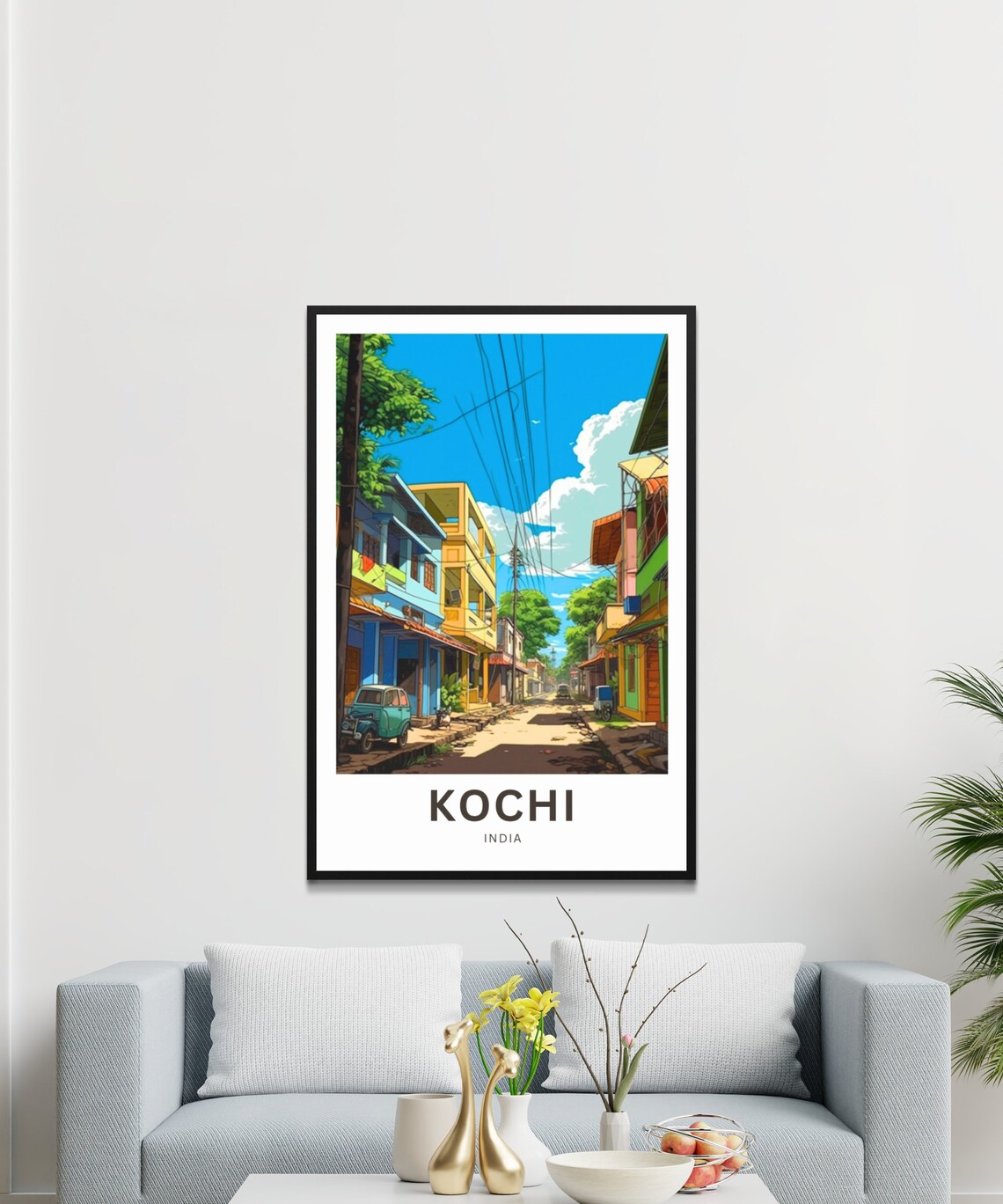 Personalized Kochi India Street Scene Travel Poster with Custom Text - Image 3