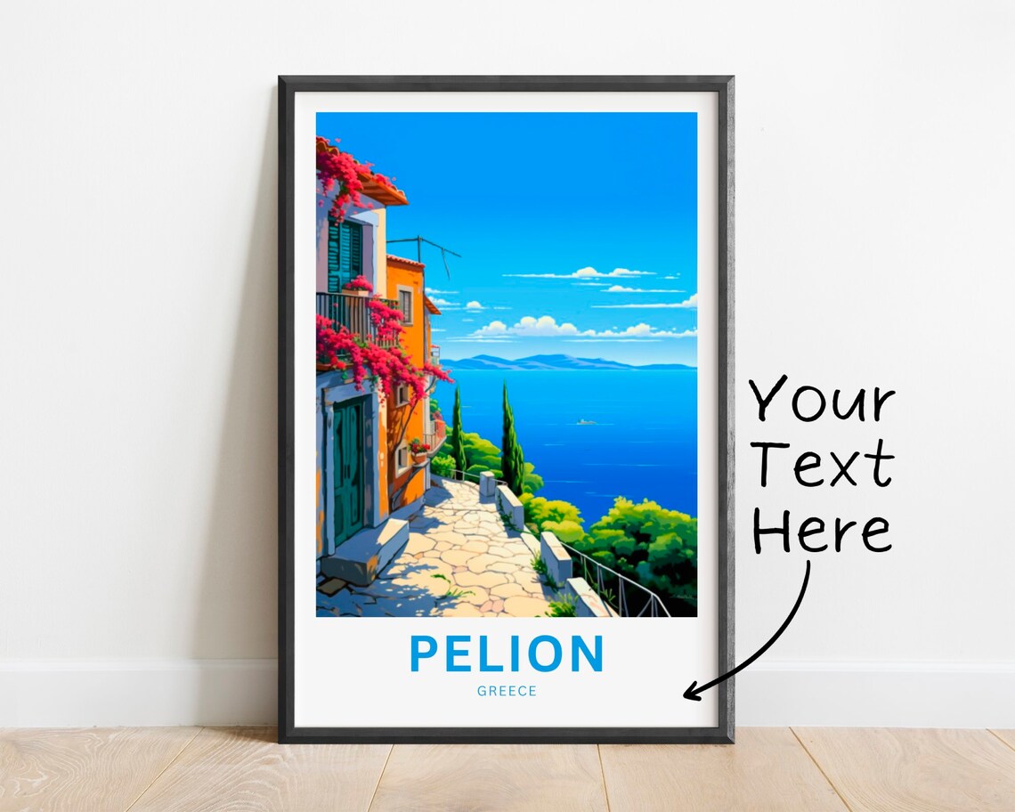 Pelion Greece Personalized Bougainvillea Coast Village Poster