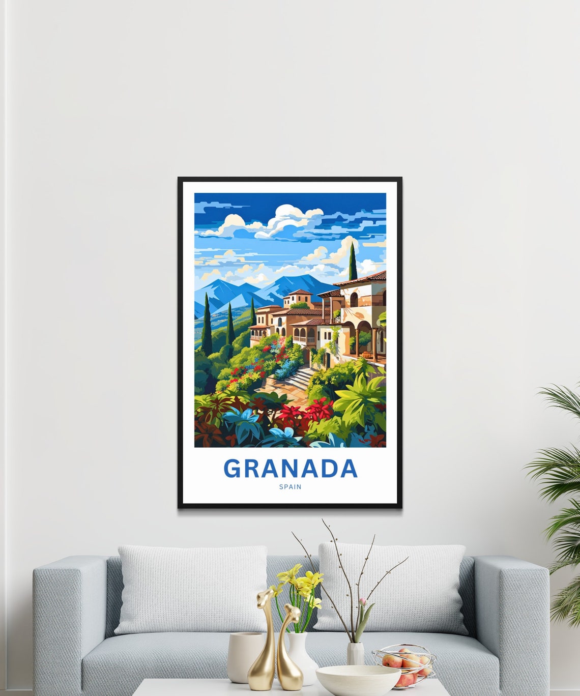 Granada Spain Personalized Sierra Hillside Villa Garden Poster - Image 3