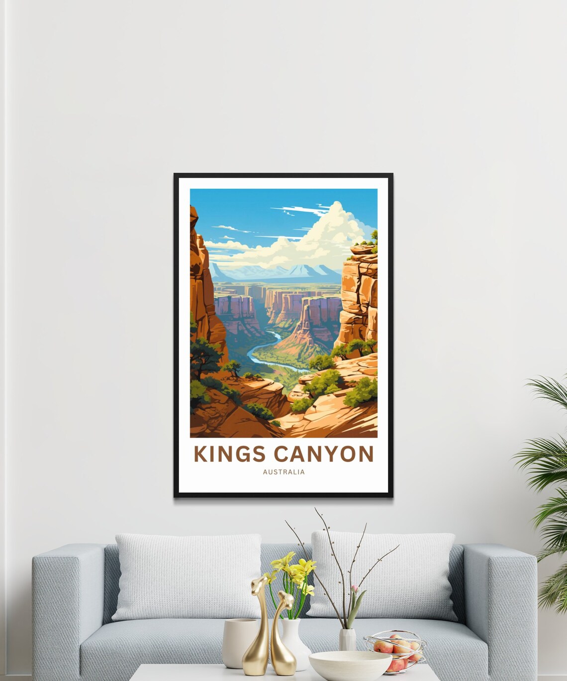 Kings Canyon Australia Red Rock Canyon Custom Text Travel Poster - Image 3