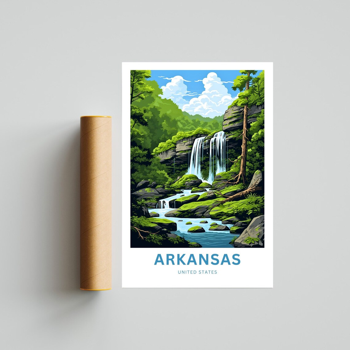 Arkansas Waterfalls United States Forest Stream Travel Poster - Image 4