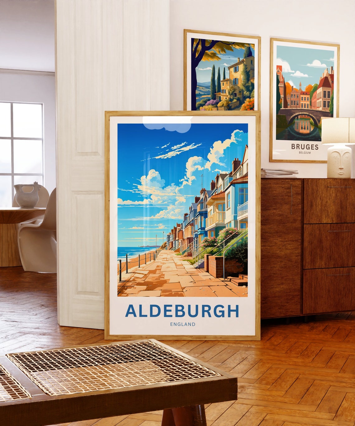 Aldeburgh England Colorful Seafront Houses Personalized Travel Poster - Image 5