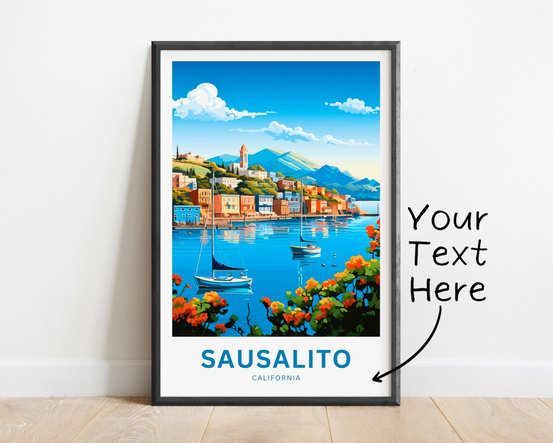 Sausalito California Sailboats Orange Blooms Personalized Poster