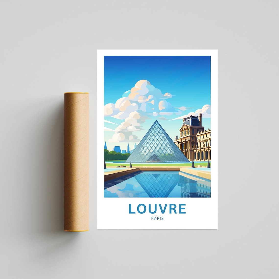 Personalized Louvre Paris Glass Pyramid Reflection Custom Travel Poster - Image 4
