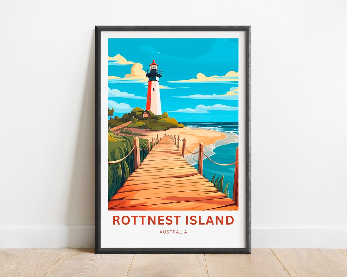 Rottnest Island Australia Lighthouse Boardwalk Travel Poster