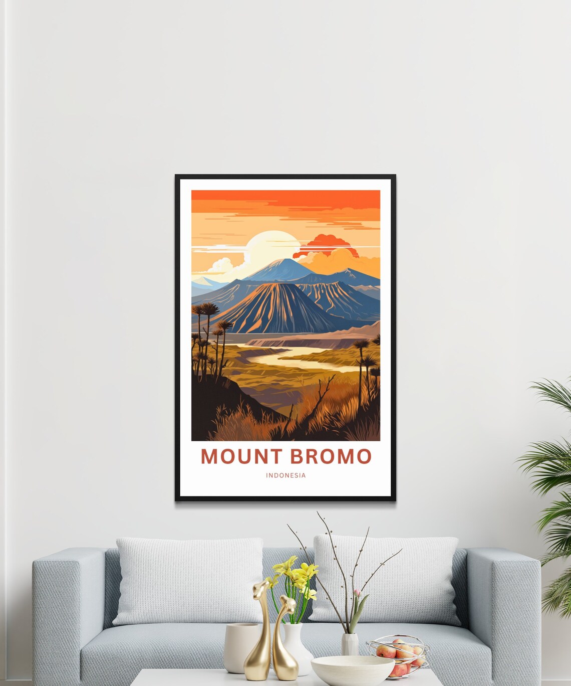 Mount Bromo Indonesia Sunrise Volcano Caldera Landscape Travel Poster - Image 3