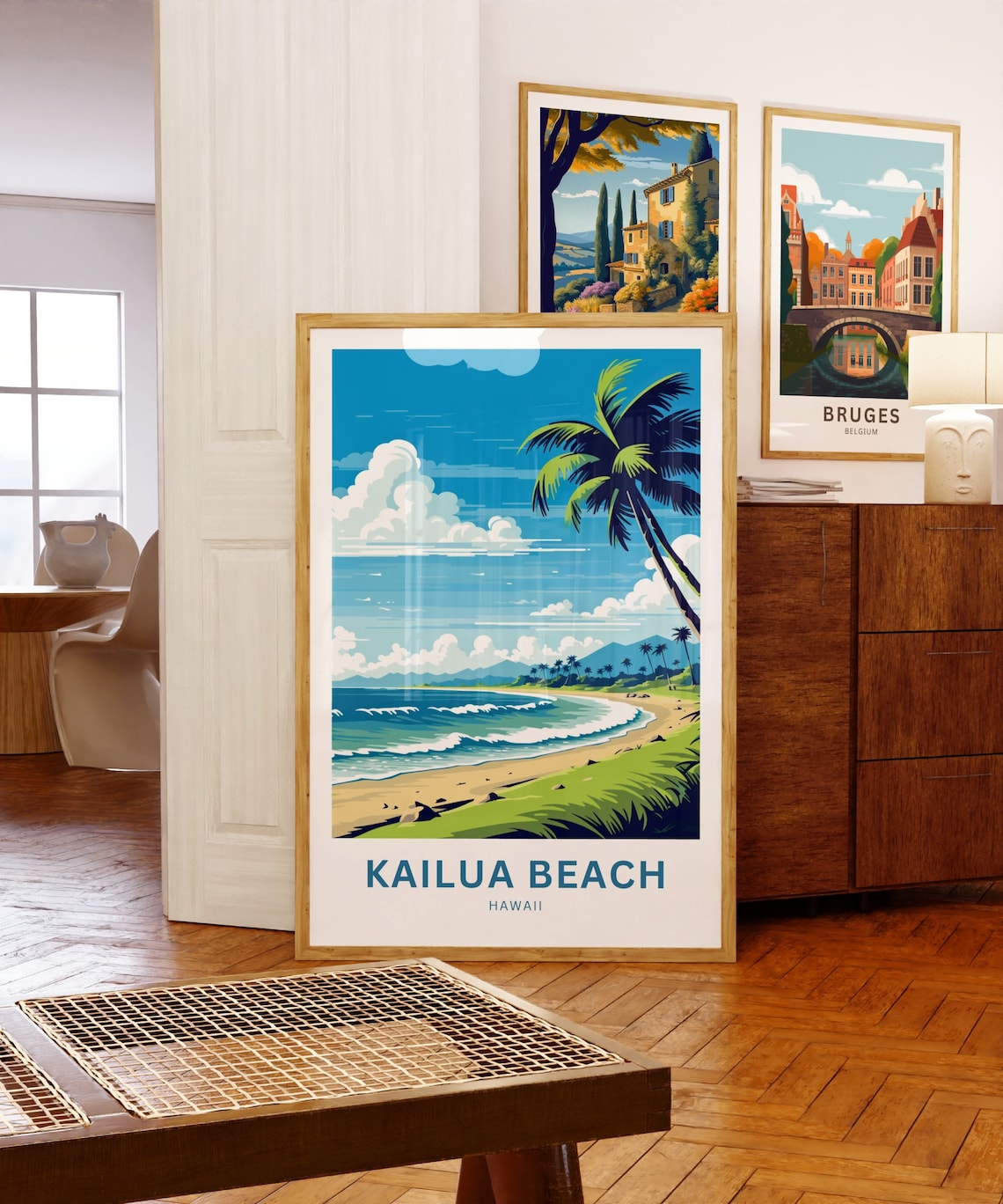Kailua Beach Hawaii Palm Tree Ocean Waves Mountains Travel Poster - Image 5