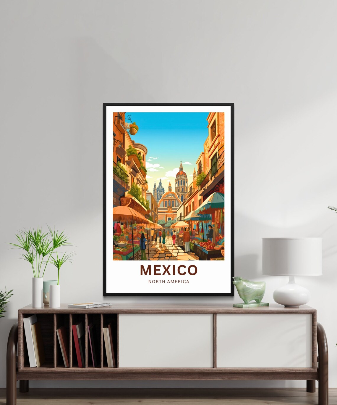 Mexico North America Colonial Market Street Church Retro Poster - Image 4