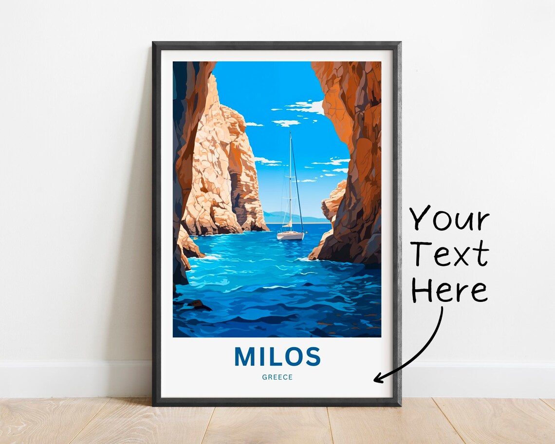Milos Greece Personalized Sailboat Red Rock Cove Travel Poster