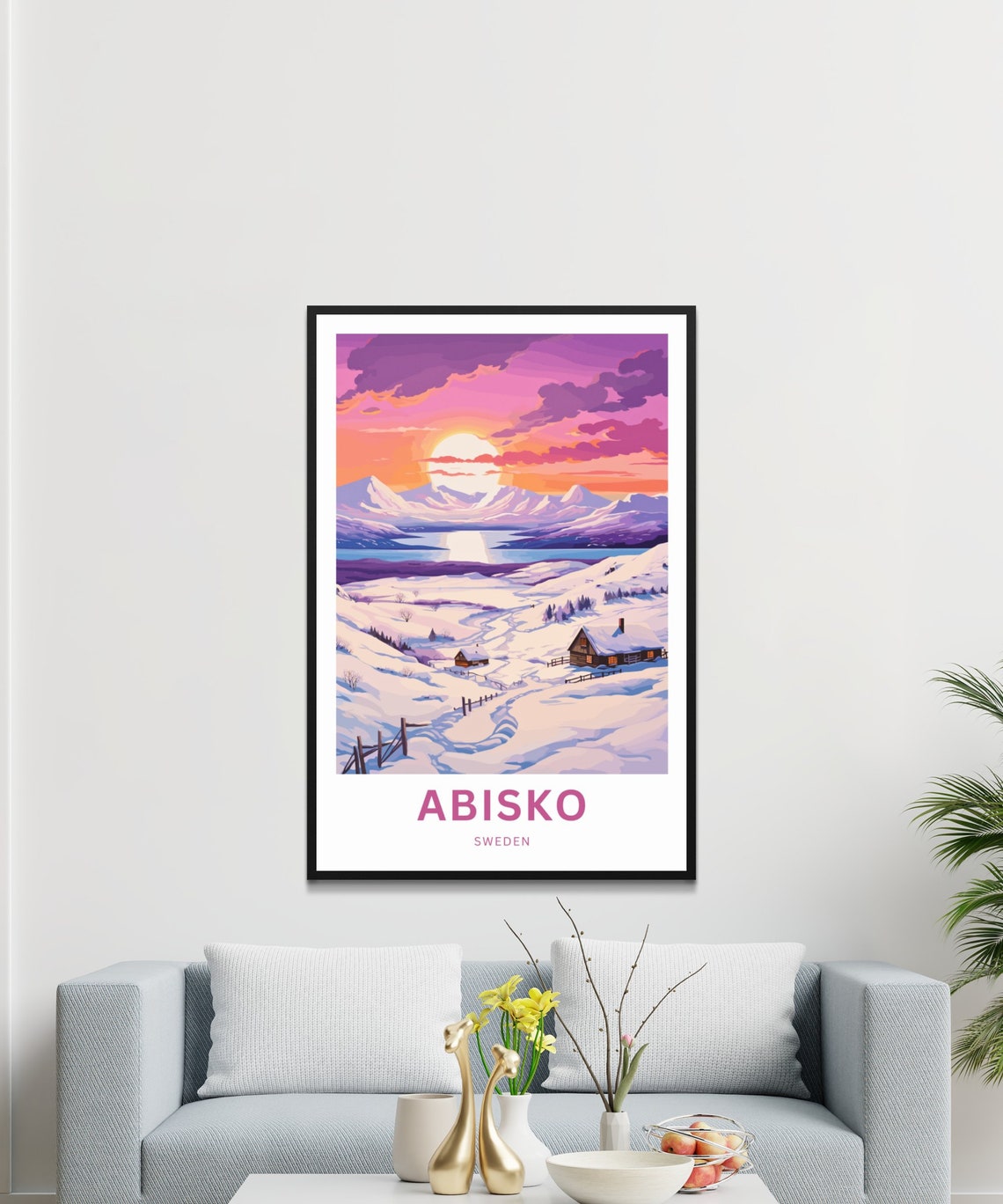 Abisko Sweden Pink Sunset Over Arctic Snowfields Winter Poster - Image 3