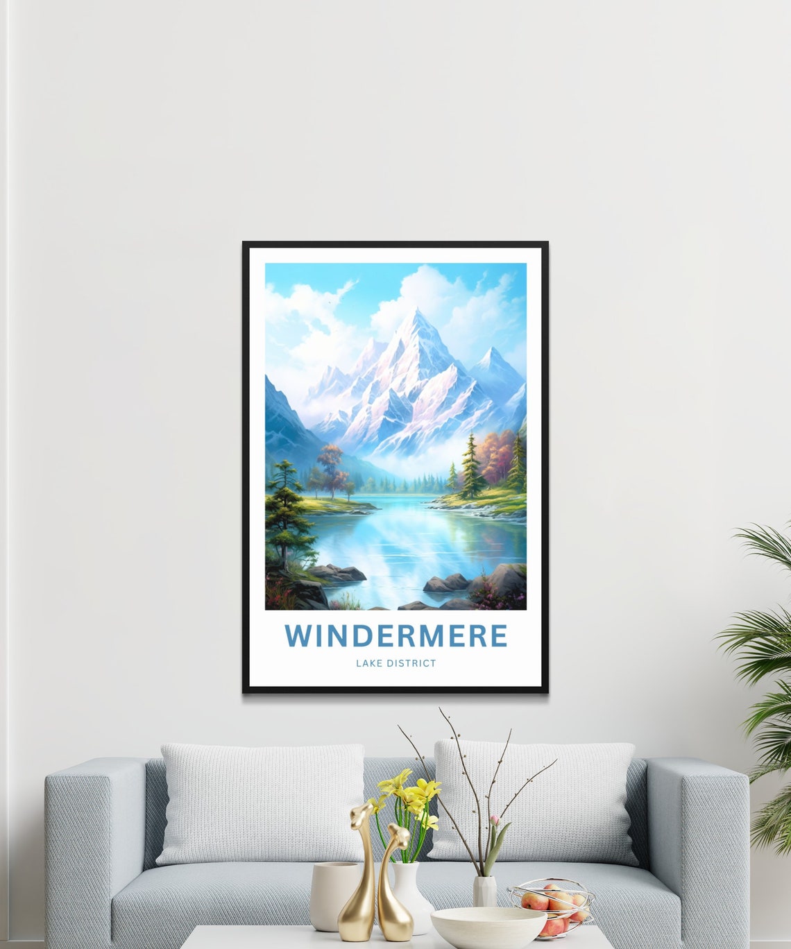 Windermere Lake District Snowy Peak Personalized Wall Poster - Image 3