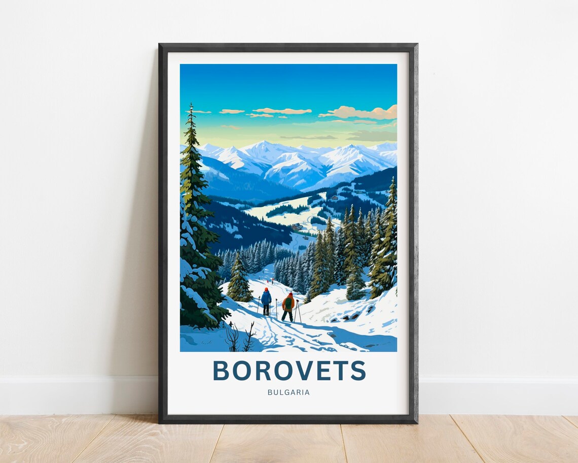 Borovets Bulgaria Ski Resort Winter Pines Alpine Travel Poster
