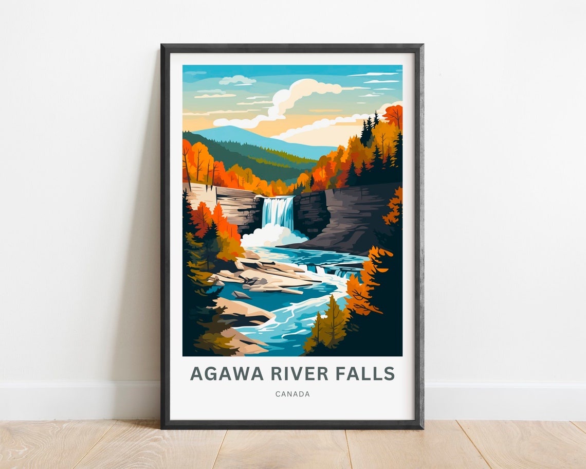 Personalized Agawa River Falls Canada Canyon Waterfall Travel Poster