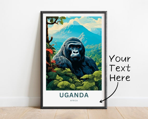 Personalized Uganda Travel Print Uganda Poster Africa Wall Art Framed Present Gift Africa Decor Present Customize Your Text